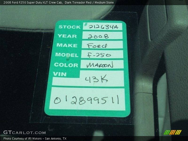 Dark Toreador Red / Medium Stone 2008 Ford F250 Super Duty XLT Crew Cab