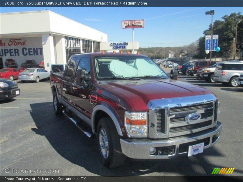 Dark Toreador Red / Medium Stone 2008 Ford F250 Super Duty XLT Crew Cab