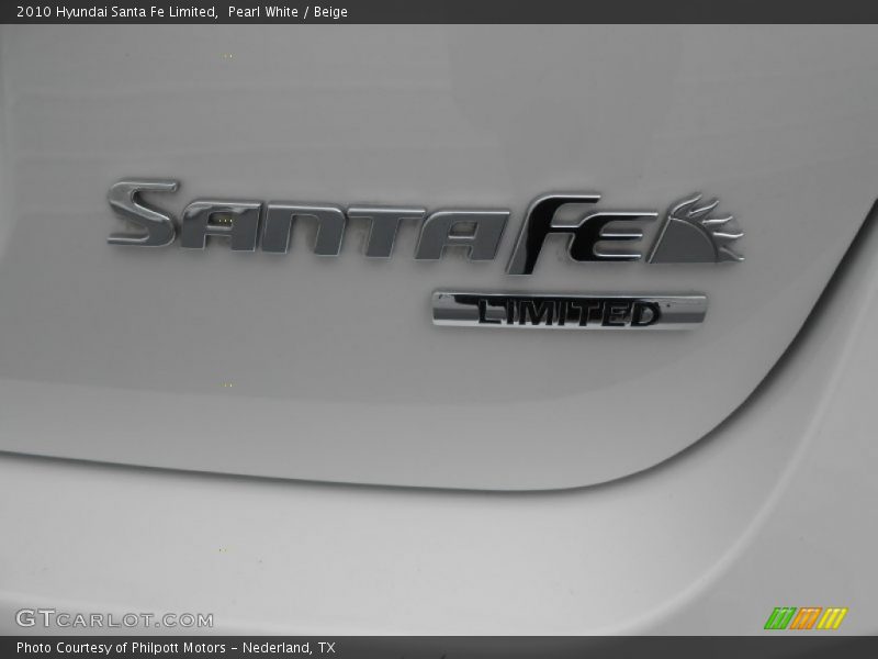 Pearl White / Beige 2010 Hyundai Santa Fe Limited