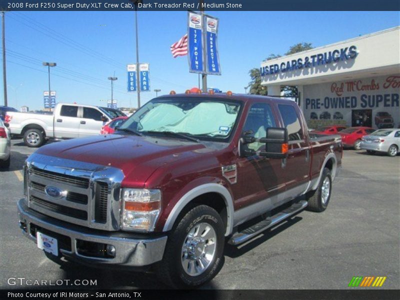 Dark Toreador Red / Medium Stone 2008 Ford F250 Super Duty XLT Crew Cab