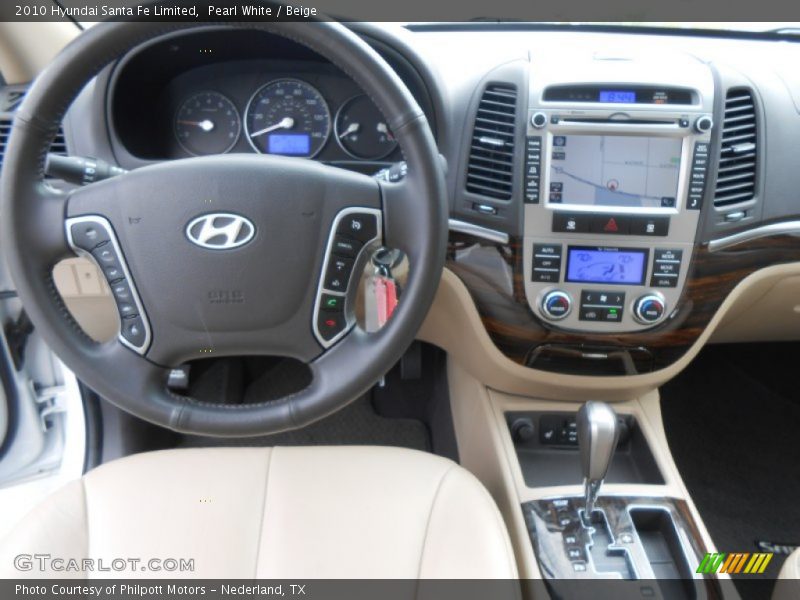 Pearl White / Beige 2010 Hyundai Santa Fe Limited