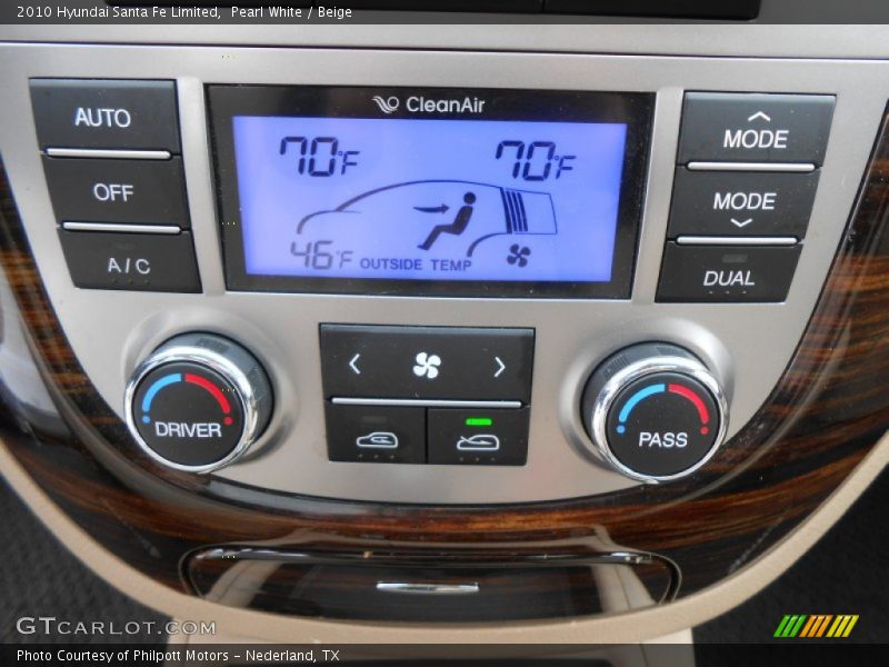 Pearl White / Beige 2010 Hyundai Santa Fe Limited