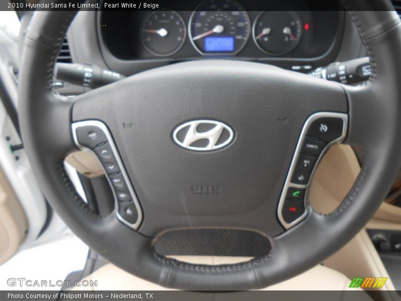Pearl White / Beige 2010 Hyundai Santa Fe Limited