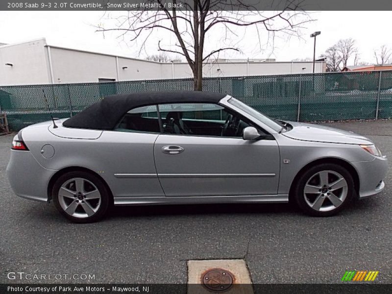 Snow Silver Metallic / Black 2008 Saab 9-3 2.0T Convertible