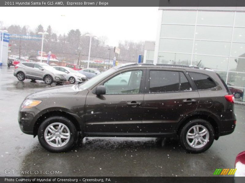 Espresso Brown / Beige 2011 Hyundai Santa Fe GLS AWD