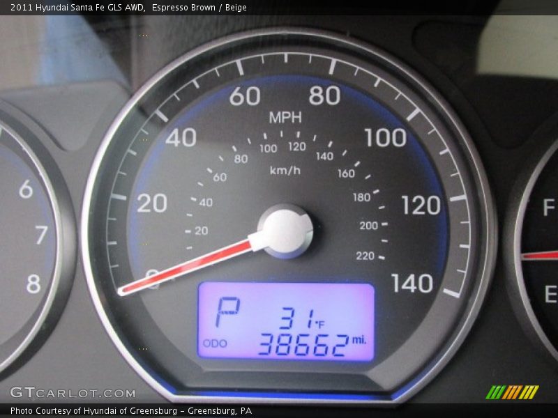 Espresso Brown / Beige 2011 Hyundai Santa Fe GLS AWD