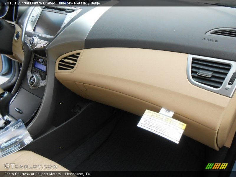 Blue Sky Metallic / Beige 2013 Hyundai Elantra Limited