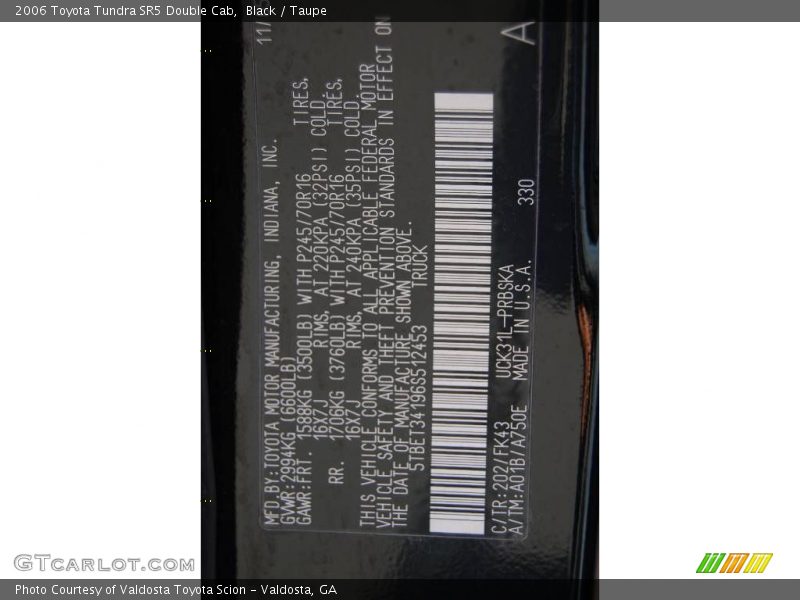 Black / Taupe 2006 Toyota Tundra SR5 Double Cab