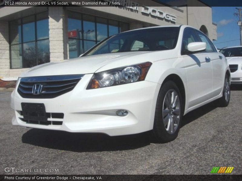 White Diamond Pearl / Ivory 2012 Honda Accord EX-L V6 Sedan