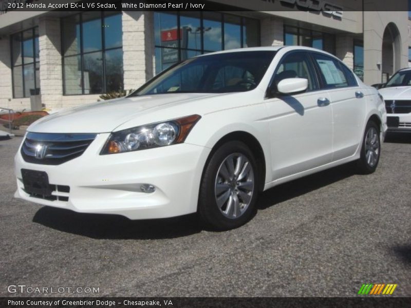 White Diamond Pearl / Ivory 2012 Honda Accord EX-L V6 Sedan