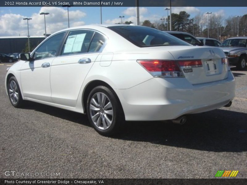 White Diamond Pearl / Ivory 2012 Honda Accord EX-L V6 Sedan