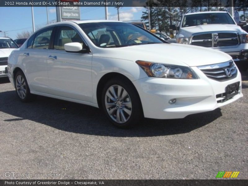 White Diamond Pearl / Ivory 2012 Honda Accord EX-L V6 Sedan