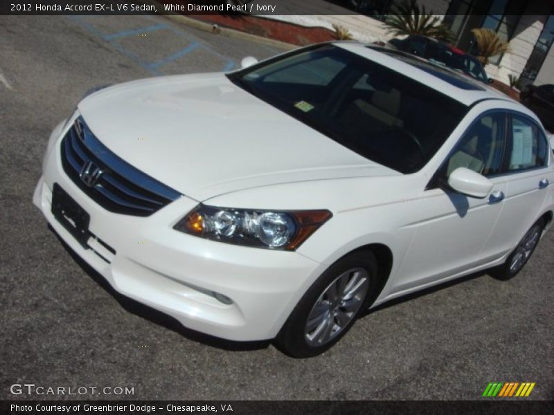 White Diamond Pearl / Ivory 2012 Honda Accord EX-L V6 Sedan