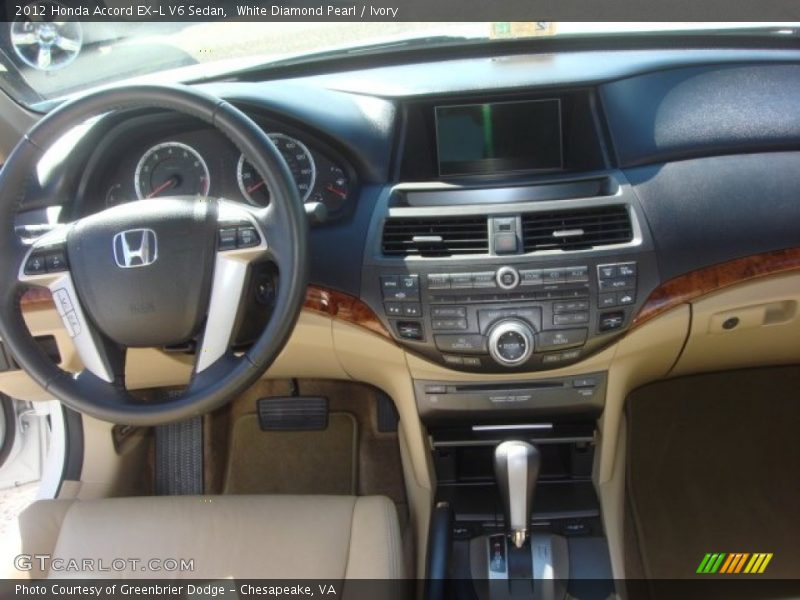 White Diamond Pearl / Ivory 2012 Honda Accord EX-L V6 Sedan
