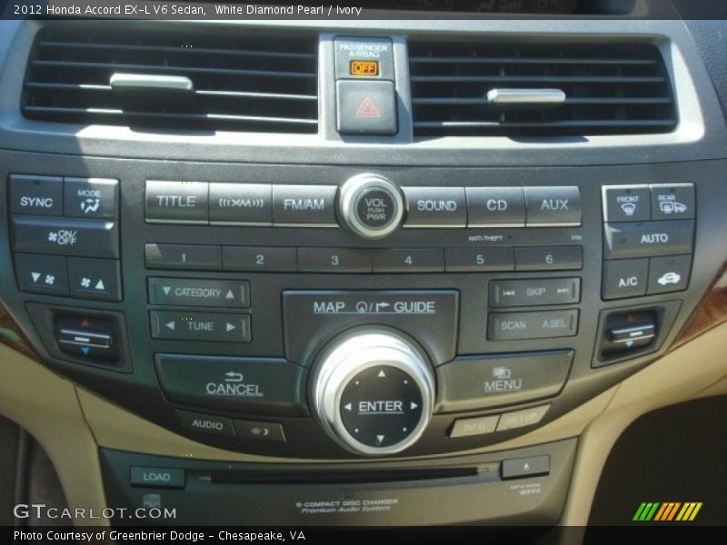 White Diamond Pearl / Ivory 2012 Honda Accord EX-L V6 Sedan