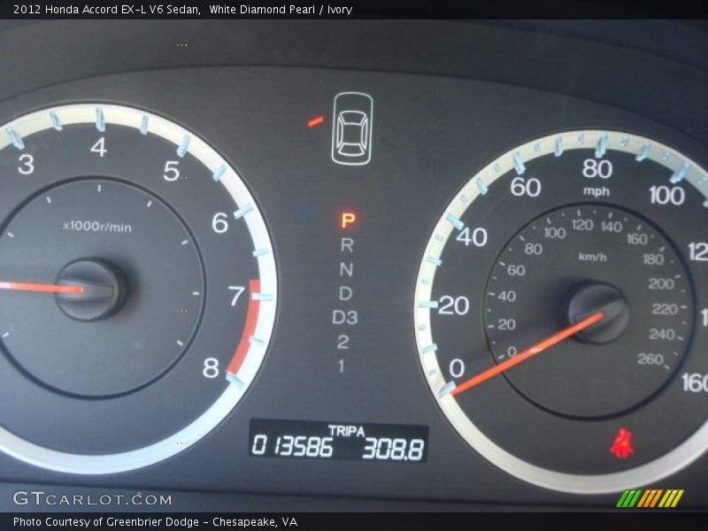 White Diamond Pearl / Ivory 2012 Honda Accord EX-L V6 Sedan
