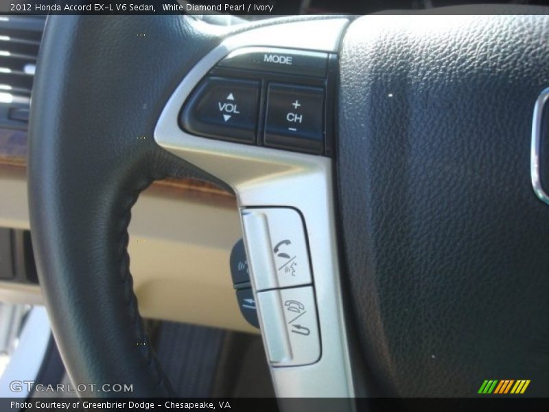 White Diamond Pearl / Ivory 2012 Honda Accord EX-L V6 Sedan