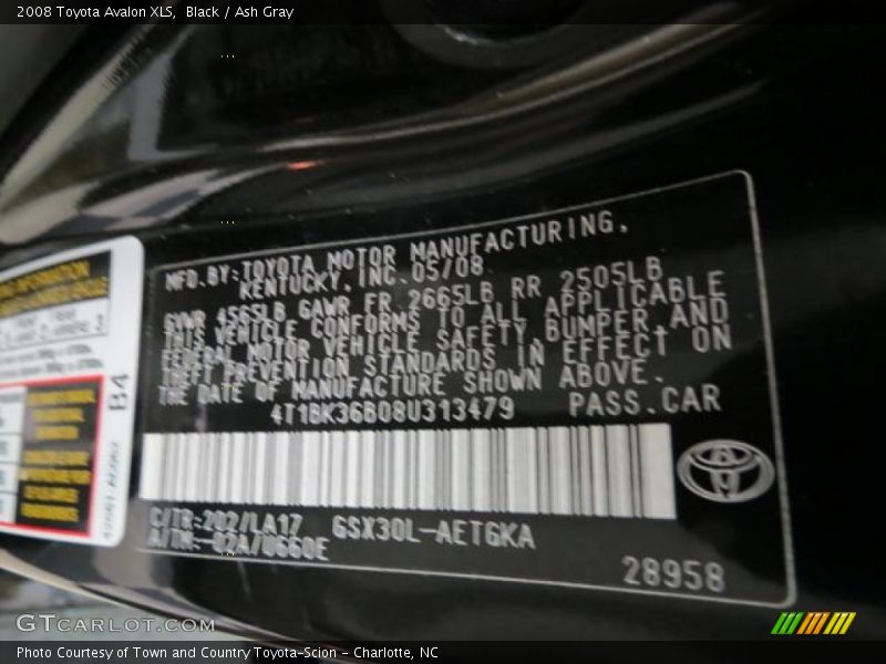 Black / Ash Gray 2008 Toyota Avalon XLS