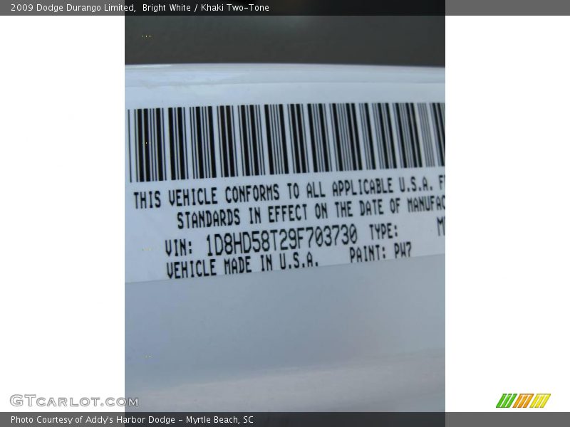 Bright White / Khaki Two-Tone 2009 Dodge Durango Limited