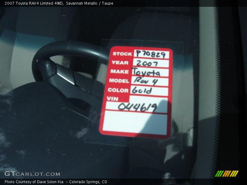 Savannah Metallic / Taupe 2007 Toyota RAV4 Limited 4WD