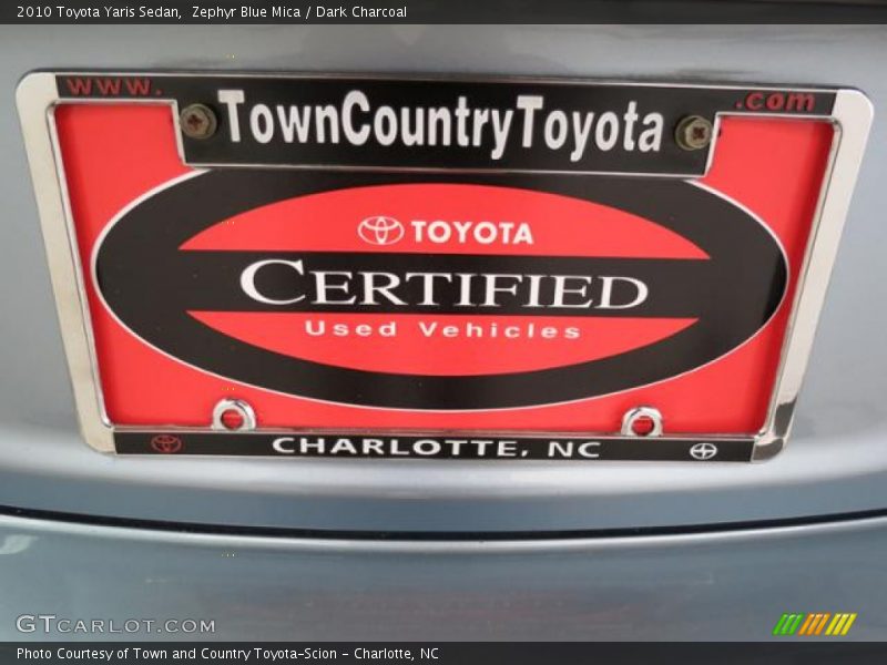 Zephyr Blue Mica / Dark Charcoal 2010 Toyota Yaris Sedan