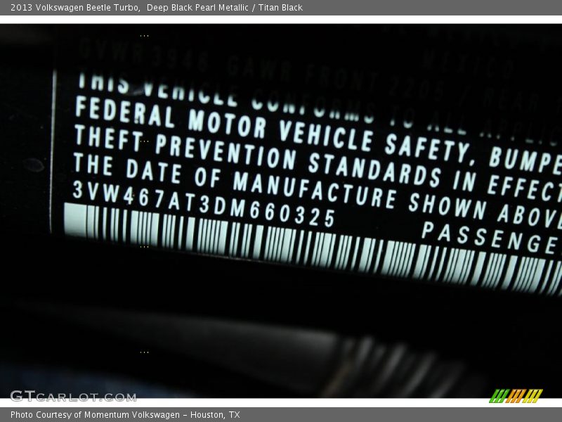 Deep Black Pearl Metallic / Titan Black 2013 Volkswagen Beetle Turbo