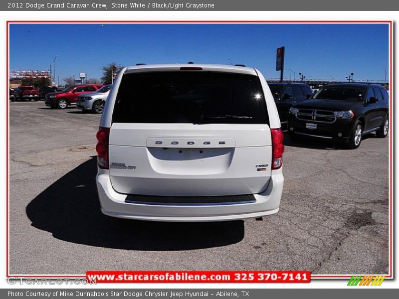 Stone White / Black/Light Graystone 2012 Dodge Grand Caravan Crew