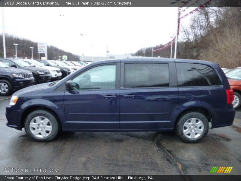 True Blue Pearl / Black/Light Graystone 2013 Dodge Grand Caravan SE