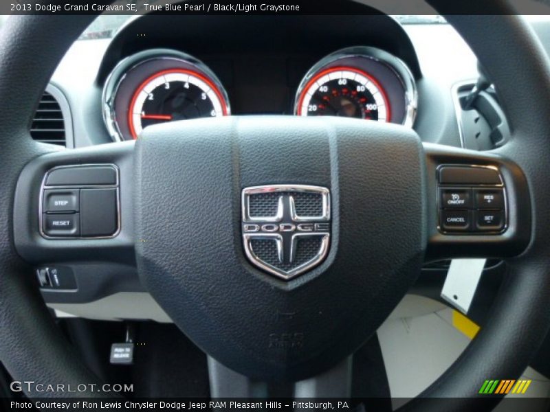 True Blue Pearl / Black/Light Graystone 2013 Dodge Grand Caravan SE