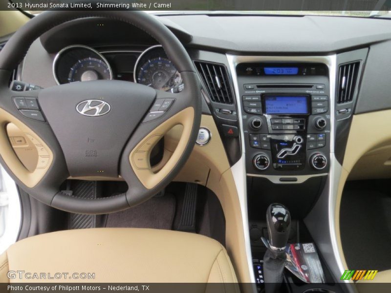 Shimmering White / Camel 2013 Hyundai Sonata Limited