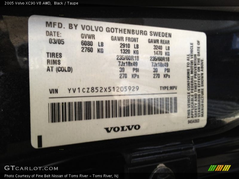 Black / Taupe 2005 Volvo XC90 V8 AWD