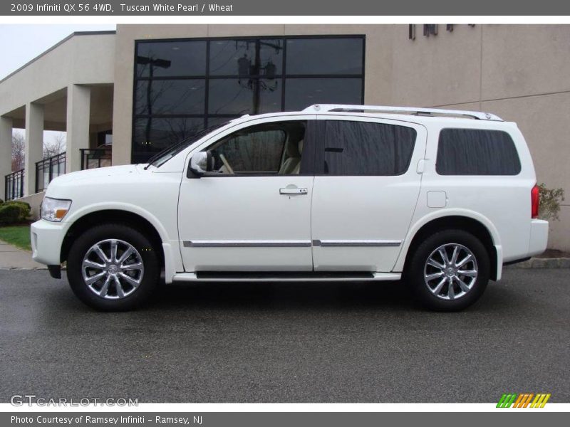 Tuscan White Pearl / Wheat 2009 Infiniti QX 56 4WD