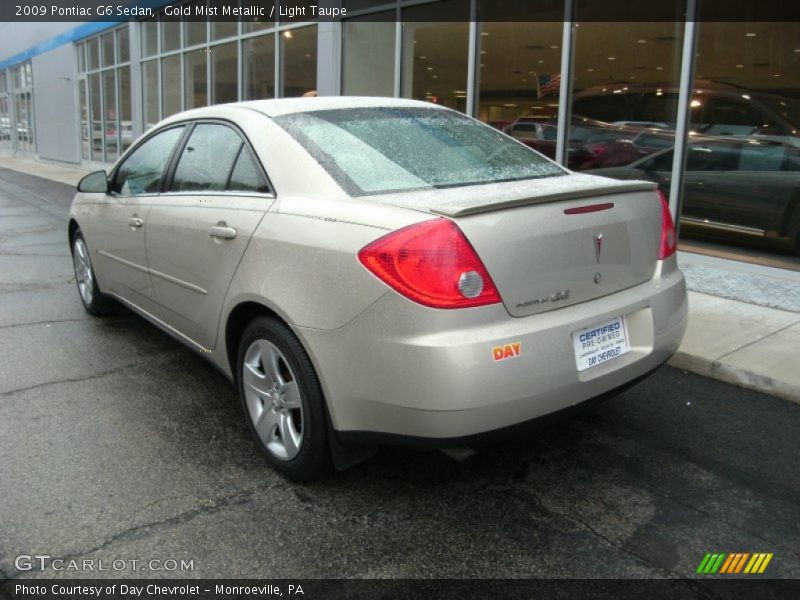 Gold Mist Metallic / Light Taupe 2009 Pontiac G6 Sedan
