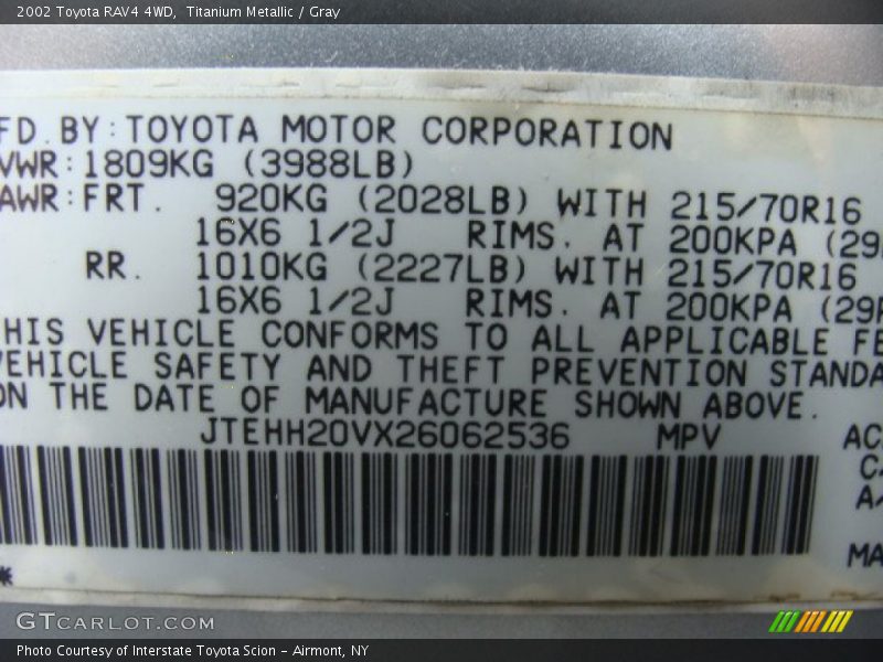 Titanium Metallic / Gray 2002 Toyota RAV4 4WD