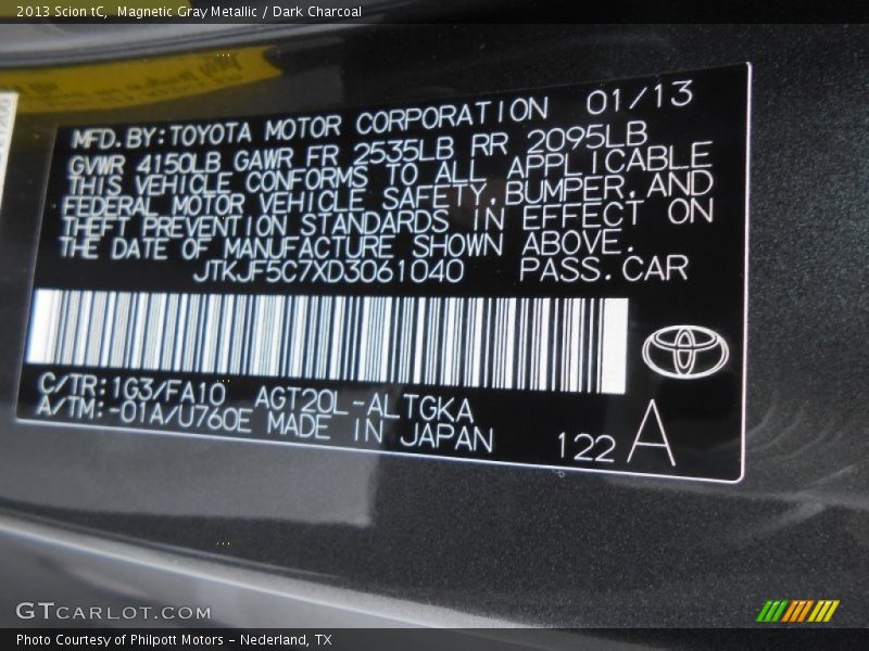 1G3 - 2013 Scion tC 