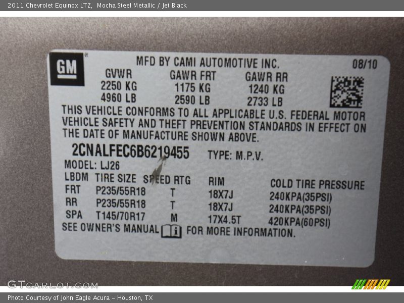 Mocha Steel Metallic / Jet Black 2011 Chevrolet Equinox LTZ