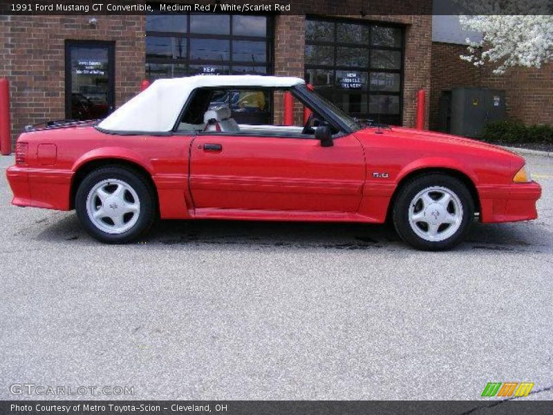 Medium Red / White/Scarlet Red 1991 Ford Mustang GT Convertible