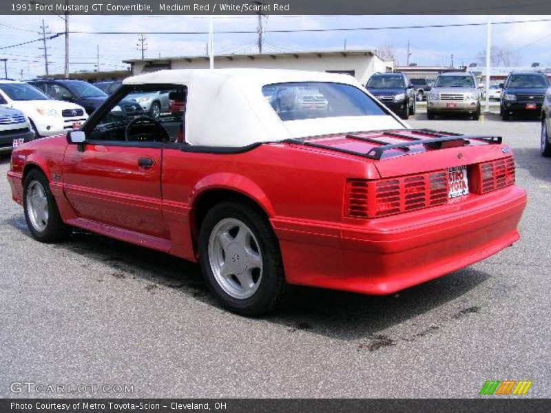 Medium Red / White/Scarlet Red 1991 Ford Mustang GT Convertible