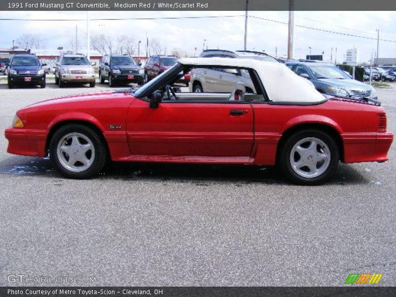 Medium Red / White/Scarlet Red 1991 Ford Mustang GT Convertible