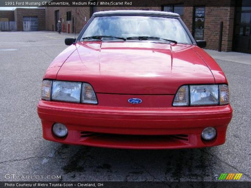 Medium Red / White/Scarlet Red 1991 Ford Mustang GT Convertible