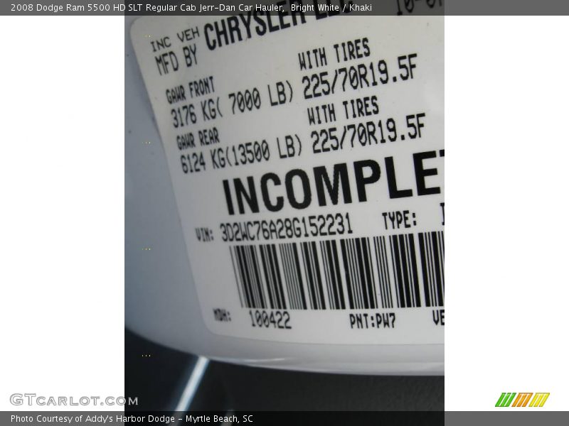 Bright White / Khaki 2008 Dodge Ram 5500 HD SLT Regular Cab Jerr-Dan Car Hauler