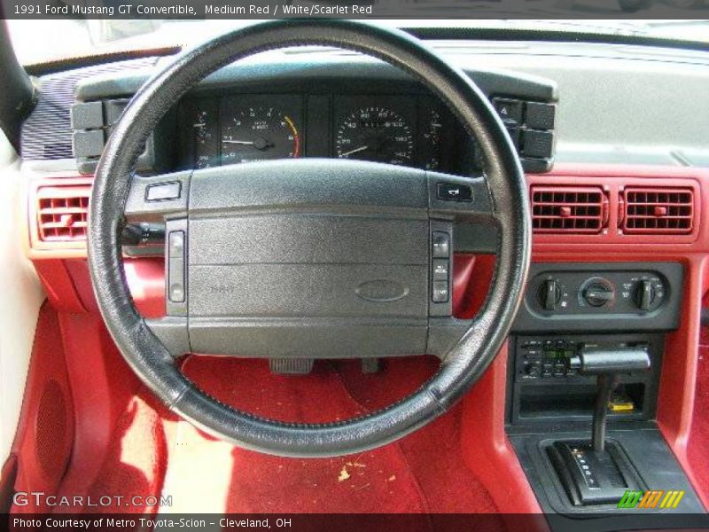 Medium Red / White/Scarlet Red 1991 Ford Mustang GT Convertible