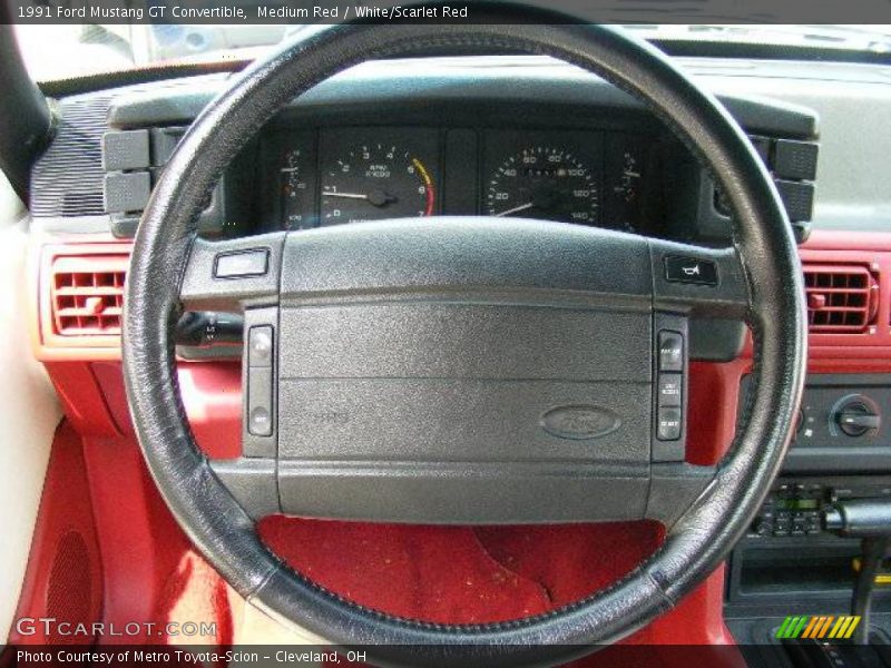 Medium Red / White/Scarlet Red 1991 Ford Mustang GT Convertible