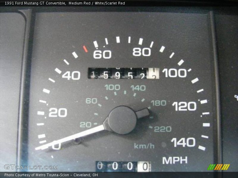 Medium Red / White/Scarlet Red 1991 Ford Mustang GT Convertible