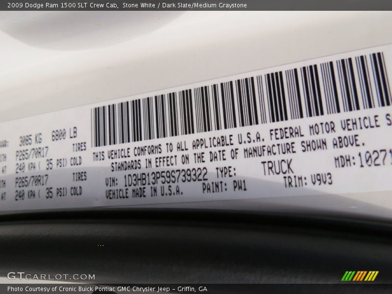 2009 Ram 1500 SLT Crew Cab Stone White Color Code PW1