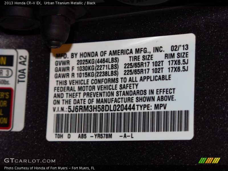 Urban Titanium Metallic / Black 2013 Honda CR-V EX