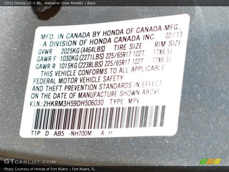 Alabaster Silver Metallic / Black 2013 Honda CR-V EX