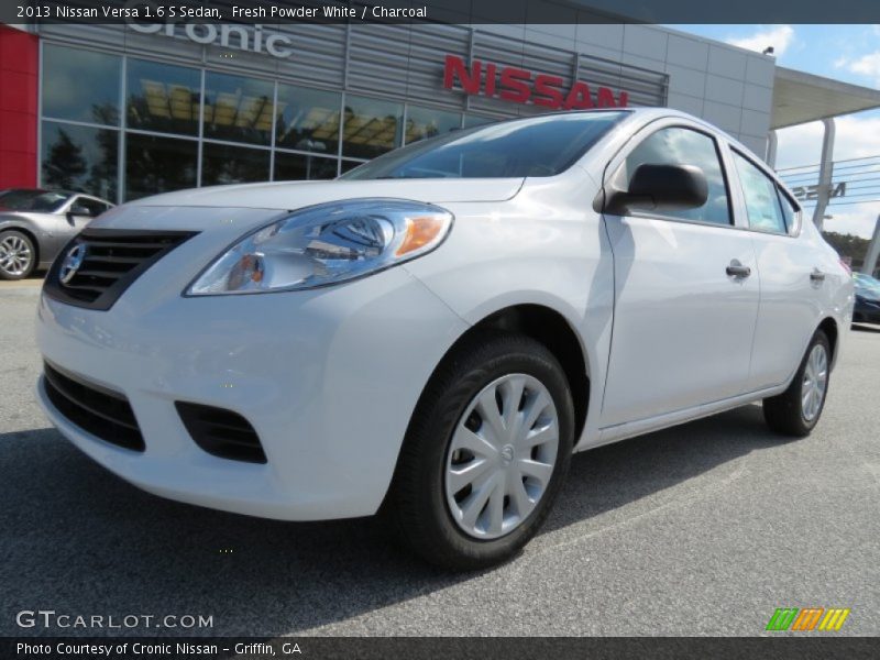 Fresh Powder White / Charcoal 2013 Nissan Versa 1.6 S Sedan