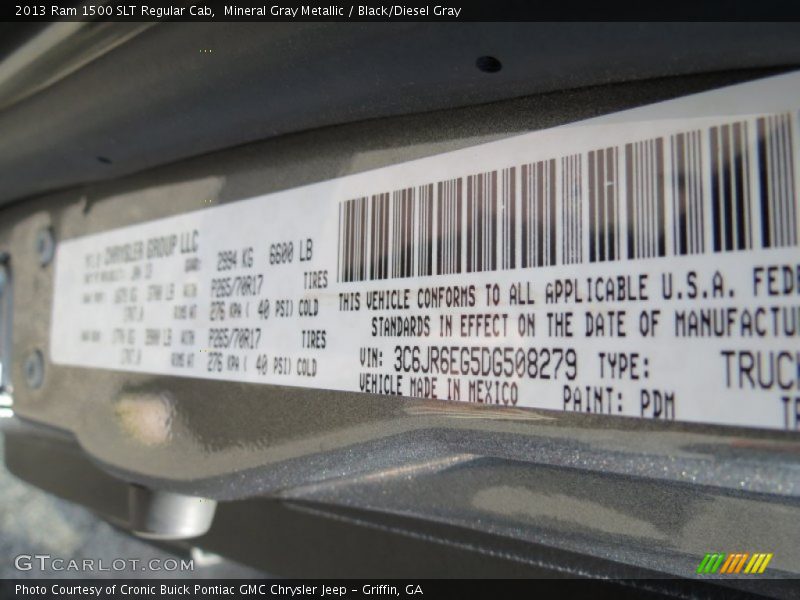 2013 1500 SLT Regular Cab Mineral Gray Metallic Color Code PDM