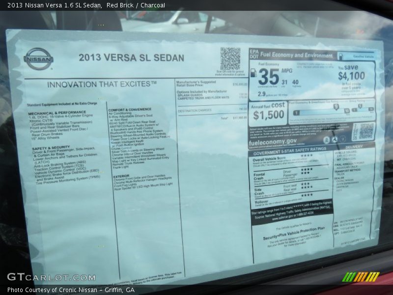Red Brick / Charcoal 2013 Nissan Versa 1.6 SL Sedan